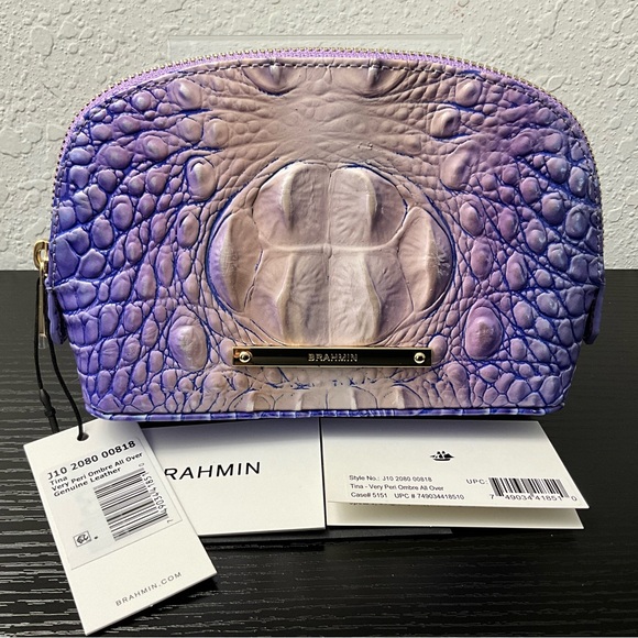 Brahmin Tina VERY PERI OMBRÉ ALL OVER W/Gorgeous Leather EYE’S RARE FIND NWT